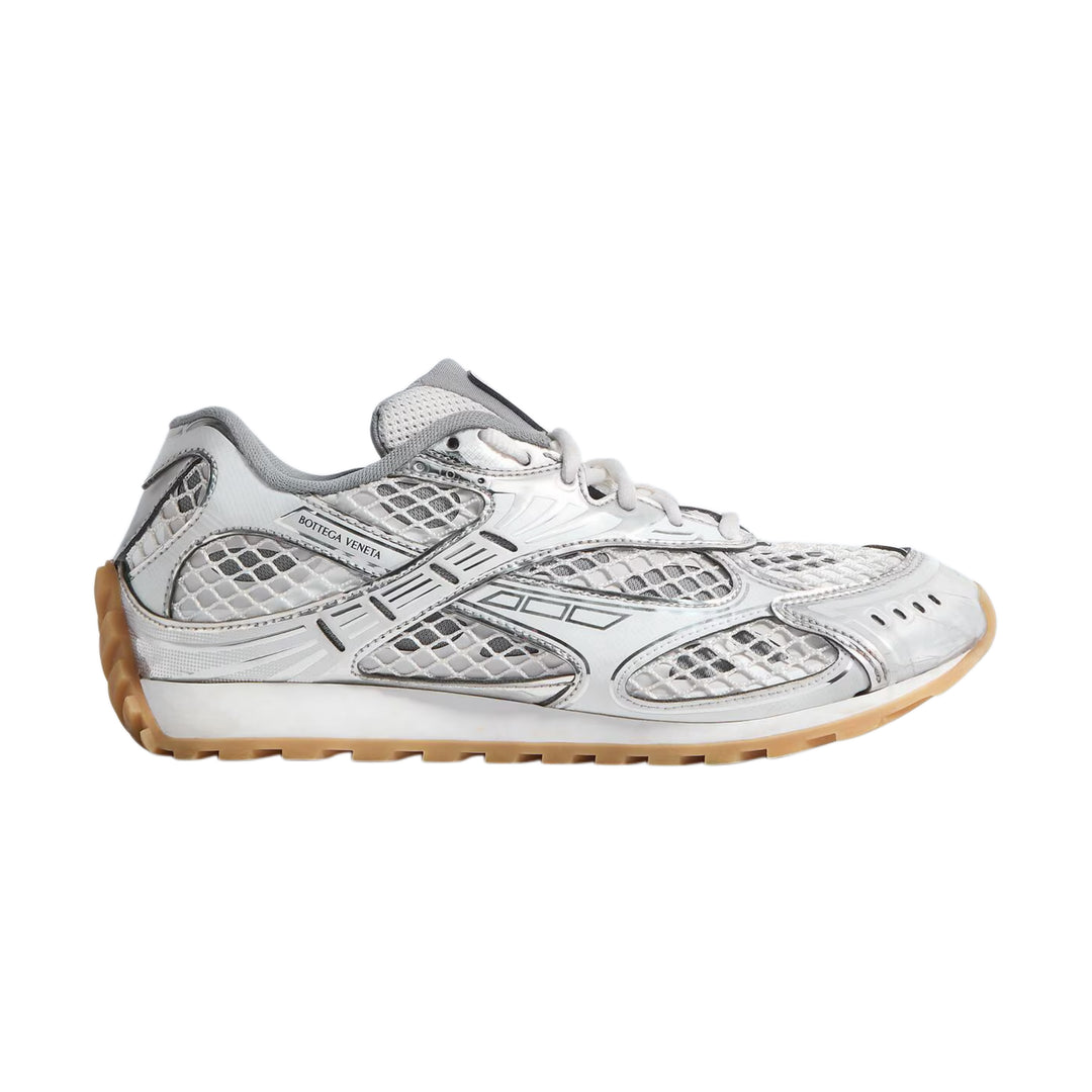 Bottega Veneta Orbit Lace-Up Sneakers White/Silver Sz 47