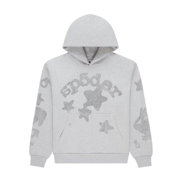 SP5DER Rhinestone Beluga Hoodie Grey