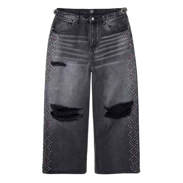 HMDD H-Star Crystal Baggies Black Jeans