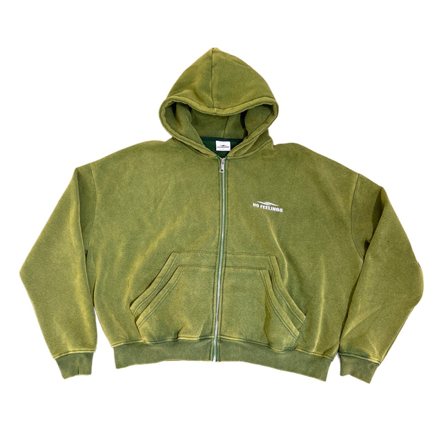 No Feelings 4PF Zip Up Hoodie Moss