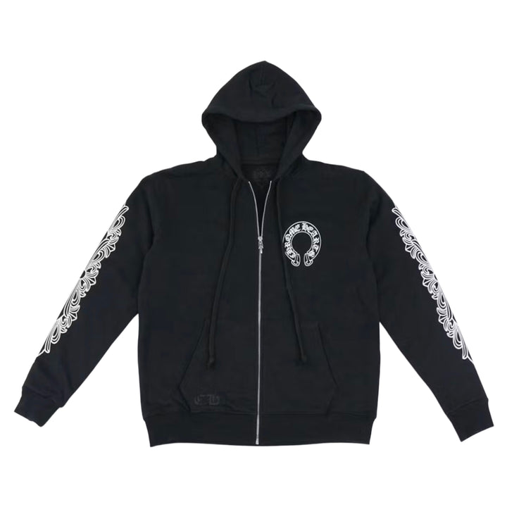 Chrome Hearts Horseshoe Floral Zip Up Hoodie