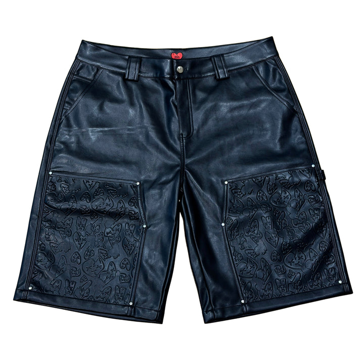 Royal Surge Black Leather Shorts