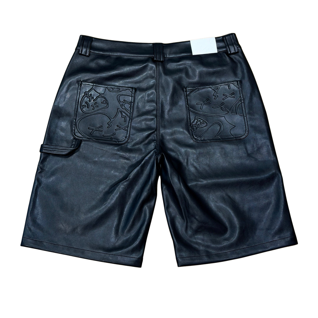 Royal Surge Black Leather Shorts
