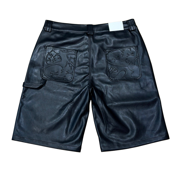 Royal Surge Black Leather Shorts