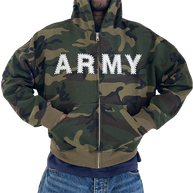 imHappyPromise Camo Army Rhinestone Zip
