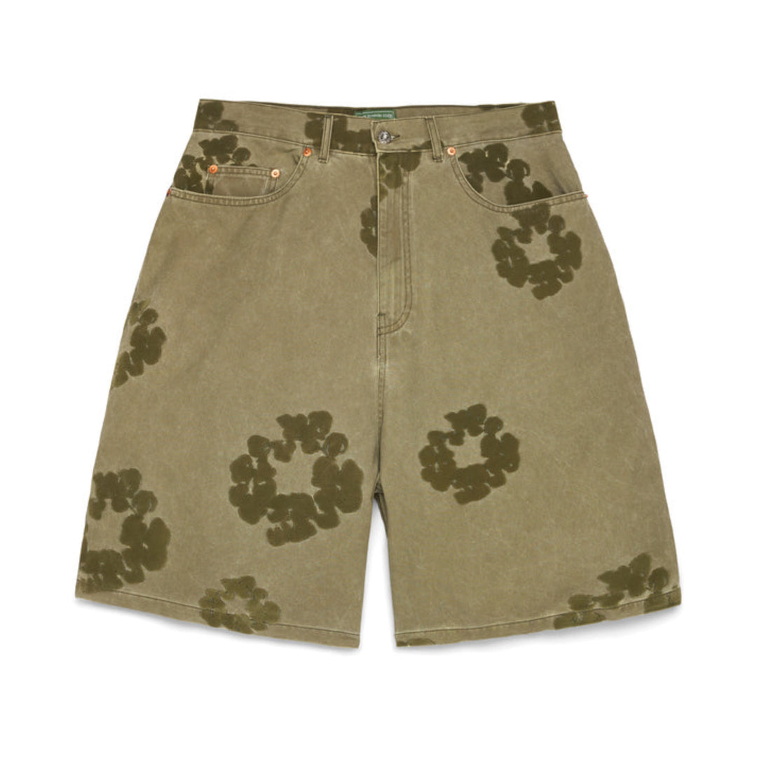 Denim Tears Cotton Wreath Flocked Khaki Shorts