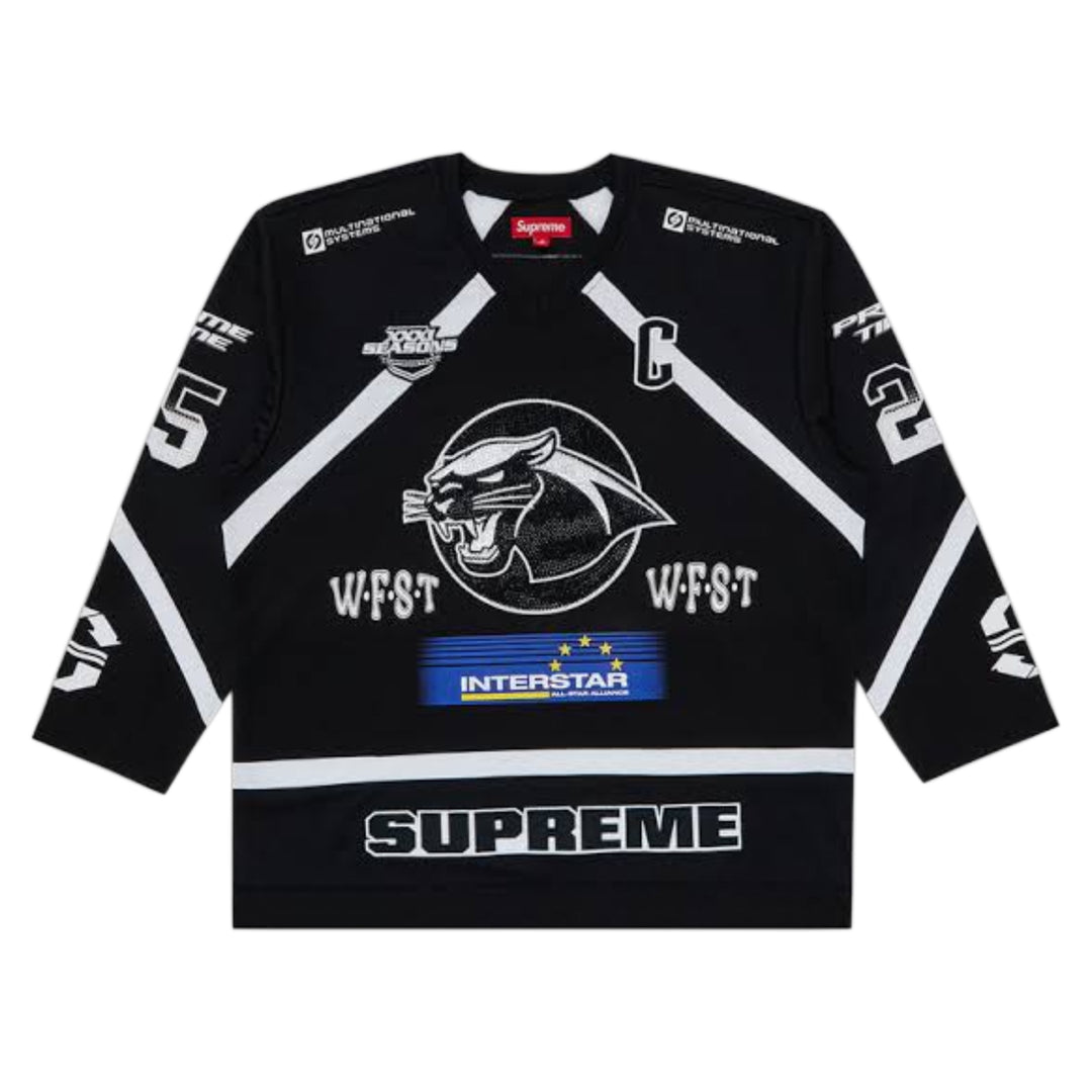 Supreme Rhinestone Hockey Black Jersey SS25