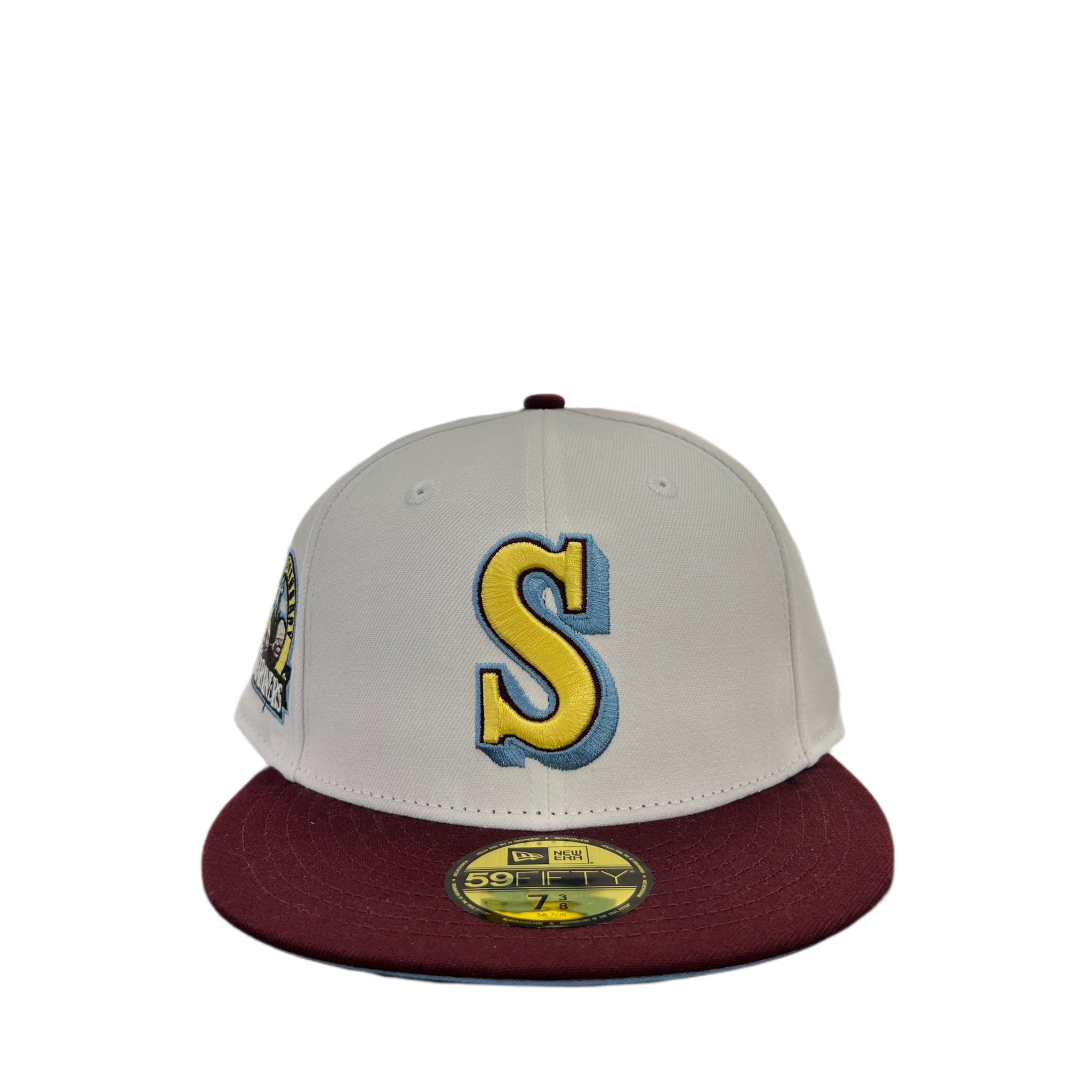 Seattle Mariners 30th Anni Patch White Maroon Sky Blue Fitted