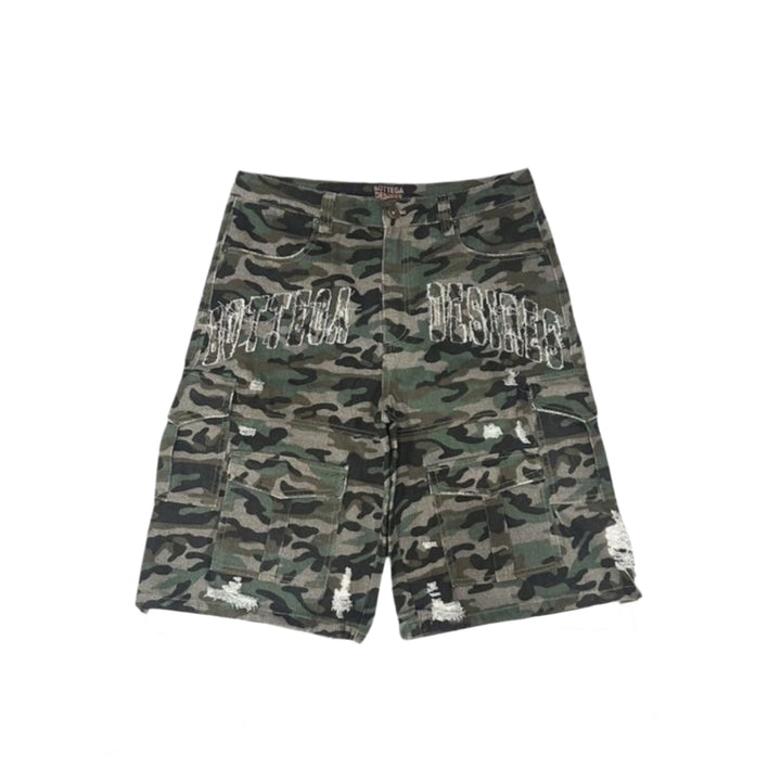 Bottega Desires Camo Cargo Shorts