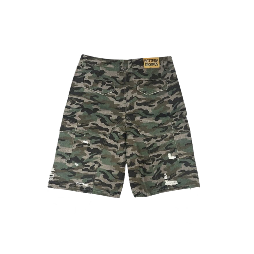 Bottega Desires Camo Cargo Shorts