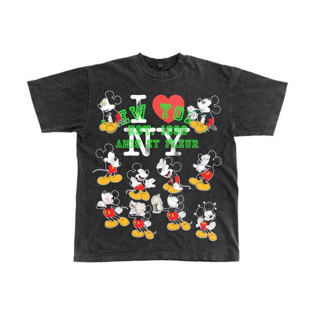 Amis et Fleurs "High as Mickey" Black Tee