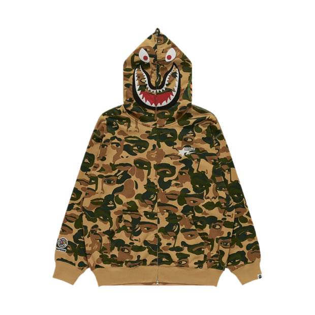 Bape x Kidsuper Camo Shark Full Zip Hoodie Green