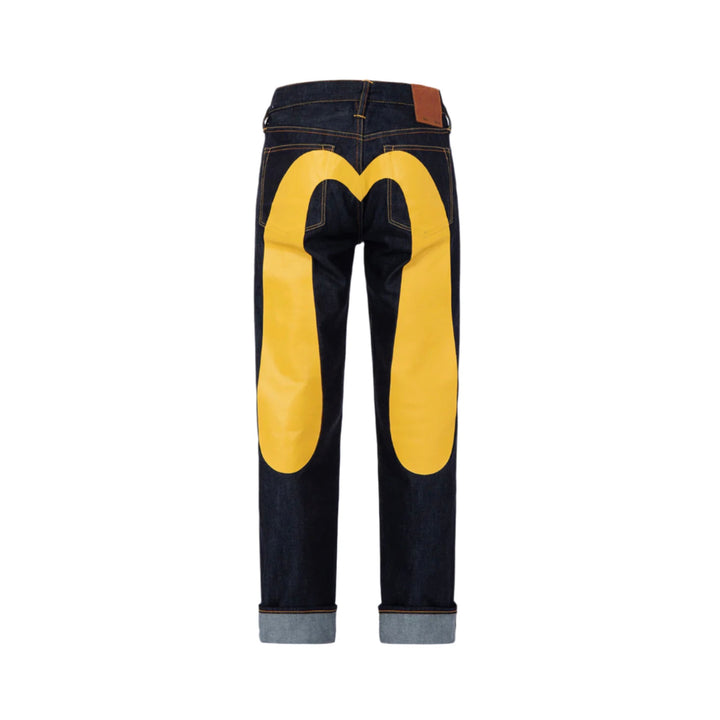 Evisu Daicock Print Yellow Navy Jeans