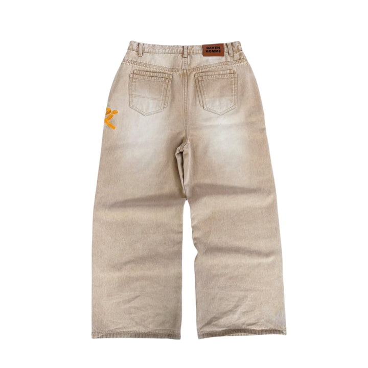 Daven Homme Khaki Studded Carpenter Denim Pants