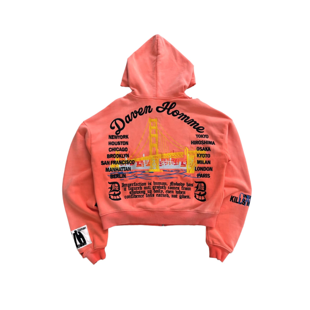 Daven Homme Imperfection Is Human Zip Up Hoodie