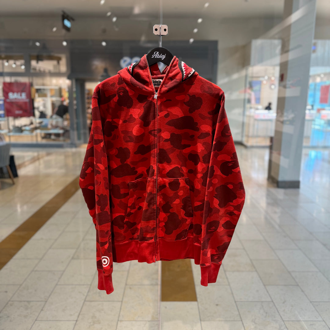Bape Red Shark Hoodie Full Zip Up (PREOWNED)