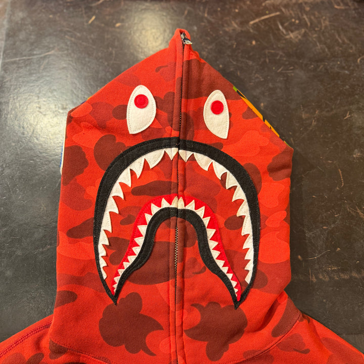 Bape Red Shark Hoodie Full Zip Up (PREOWNED)