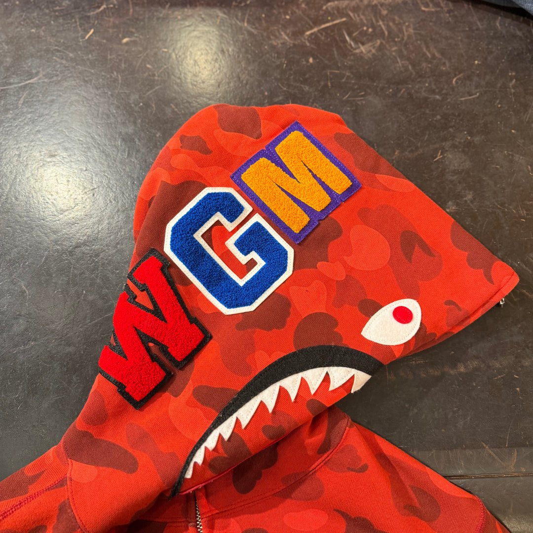 Bape Red Shark Hoodie Full Zip Up (PREOWNED)