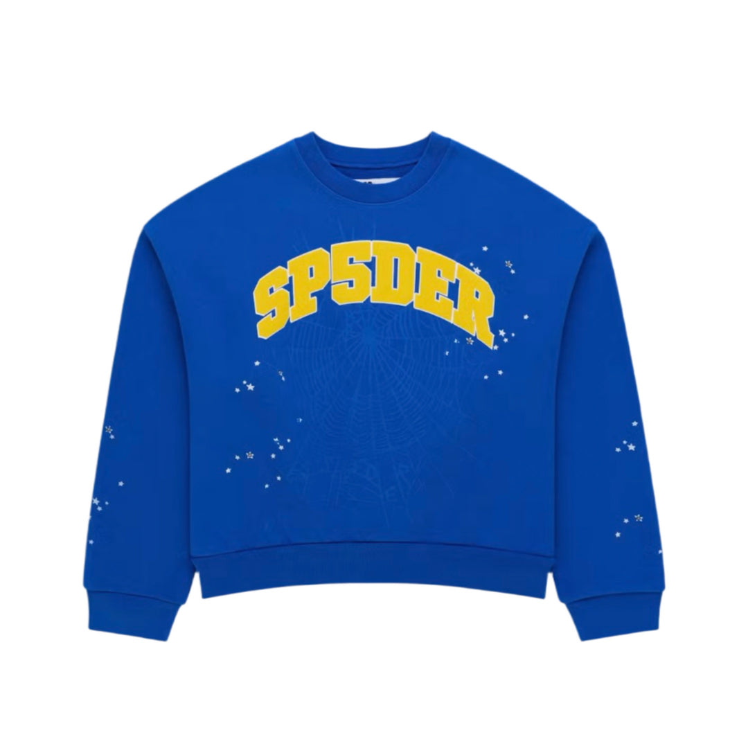 SP5DER Varsity Web Crewneck Blue
