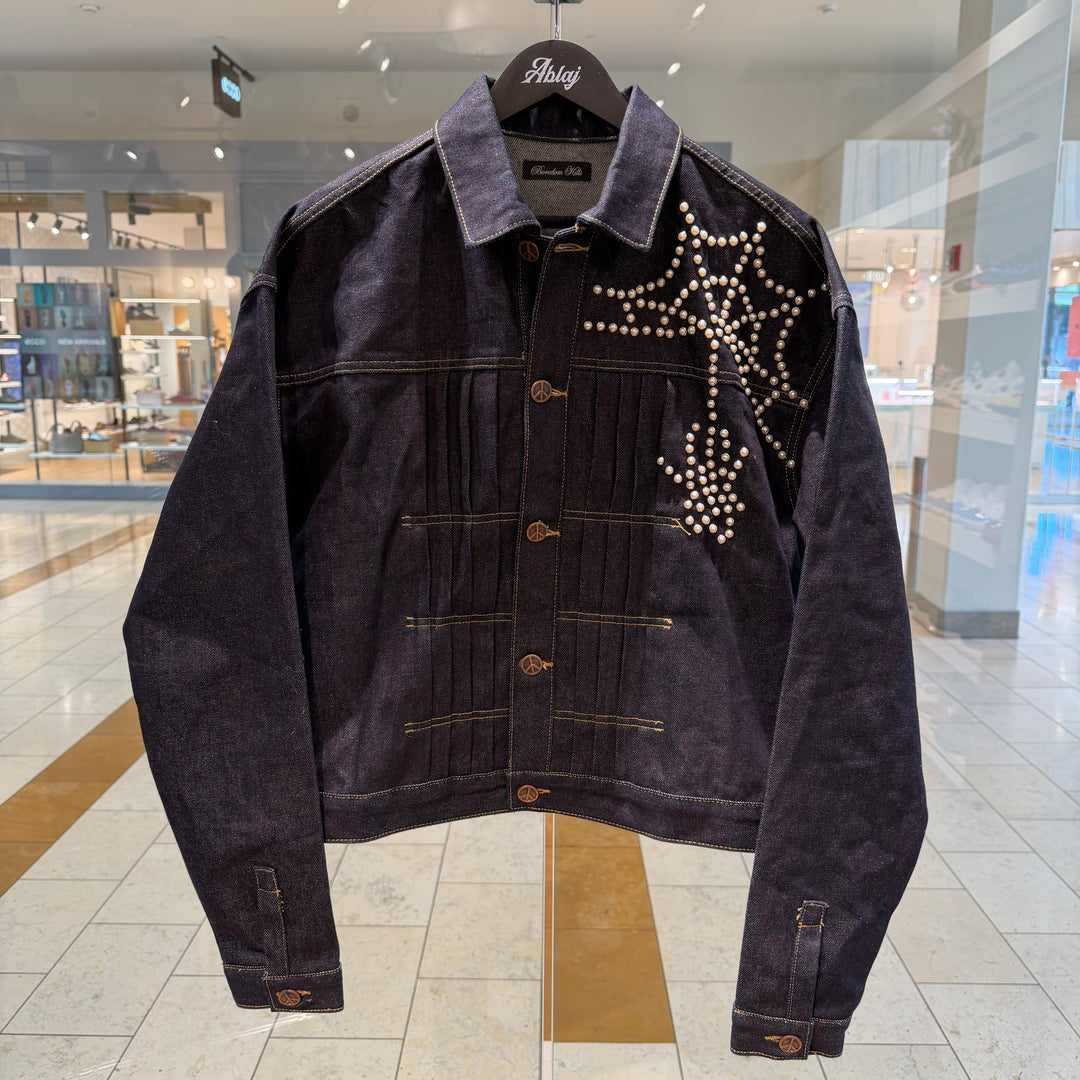 Boredom Kills Spider Pearl Denim Jacket Raw Indigo (PREOWNED)