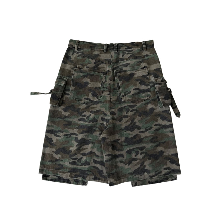 Daven Homme Double Kneel Hellen Denim Camo Shorts