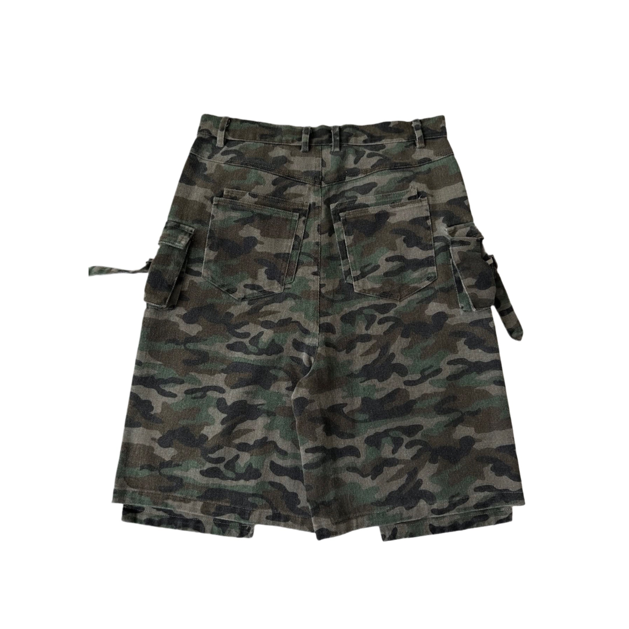 Daven Homme Double Kneel Hellen Denim Camo Shorts