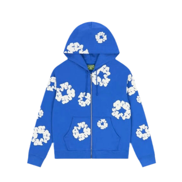 Denim Tears Cotton Wreath Zip Hoodie Blue