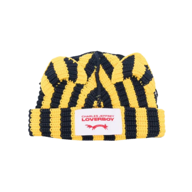 Charles Jefferey Loverboy Chunky Ears Beanie Yellow Navy