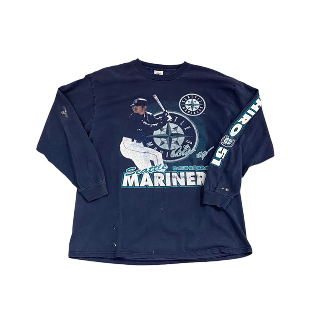 Seattle Mariners Vintage 2001 Ichiro Navy L/S (PREOWNED)