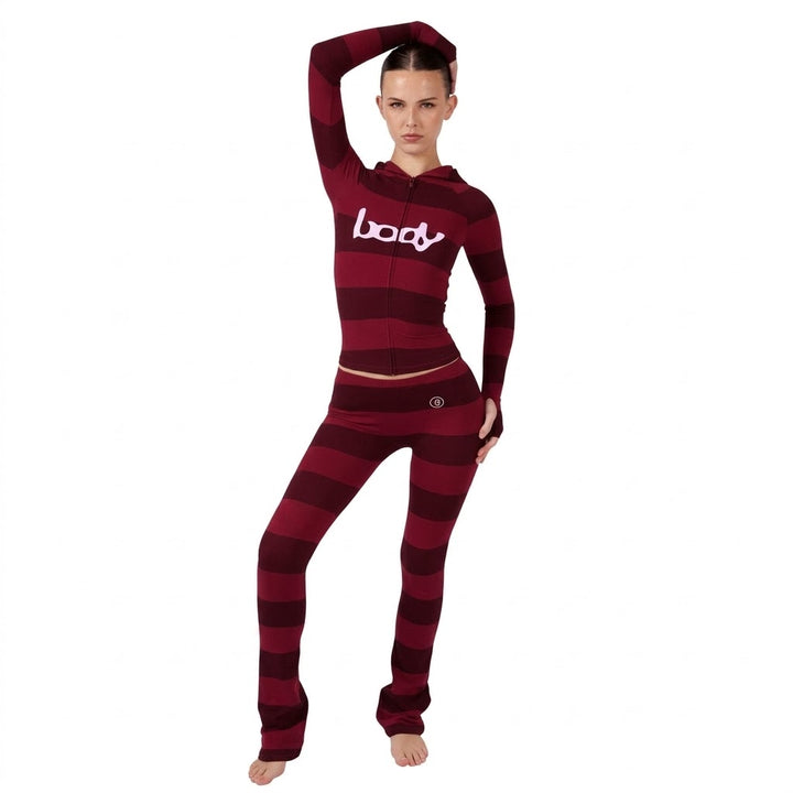 BodyByRaven Striped Cherry/Bubble Gum Pink Bodysuit Set
