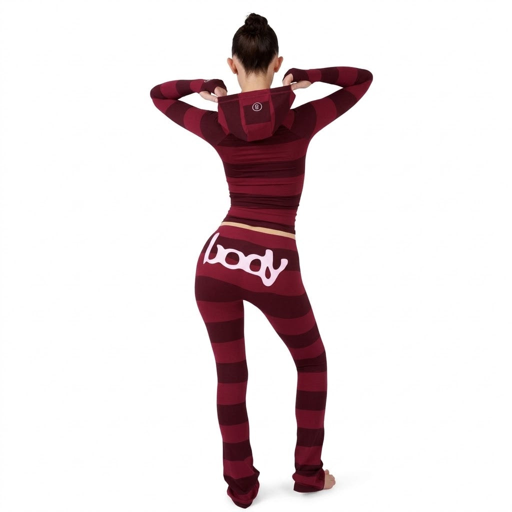 BodyByRaven Striped Cherry/Bubble Gum Pink Bodysuit Set