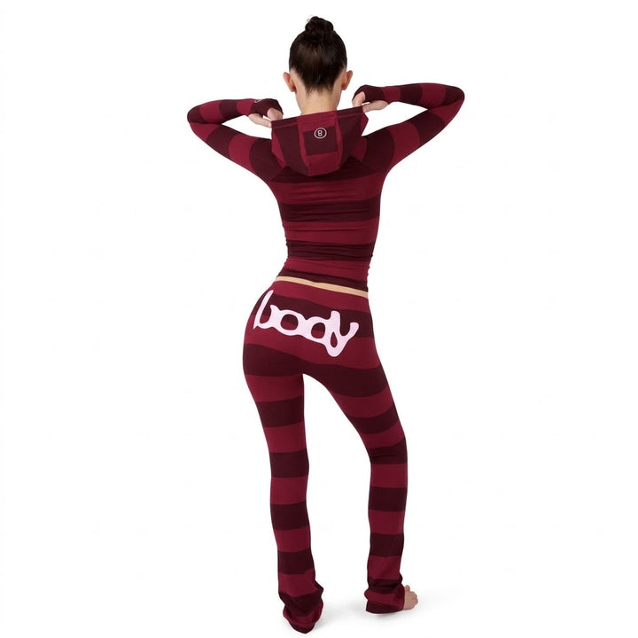 BodyByRaven Striped Cherry/Bubble Gum Pink Bodysuit Set