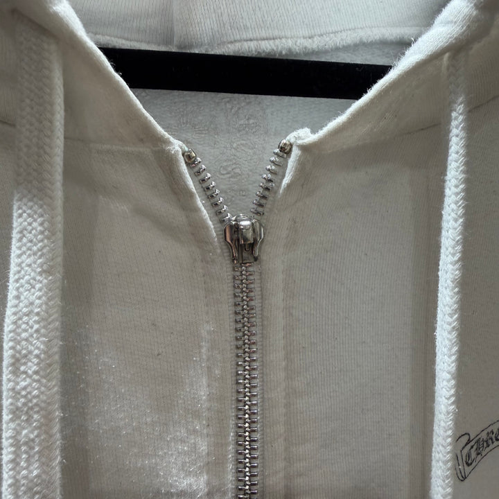 Chrome Heart White Scroll Zip Up Hoodie Broken Zipper *Missing Dagger* (PREOWNED)