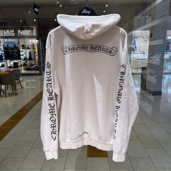 Chrome Heart White Scroll Zip Up Hoodie Broken Zipper *Missing Dagger* (PREOWNED)