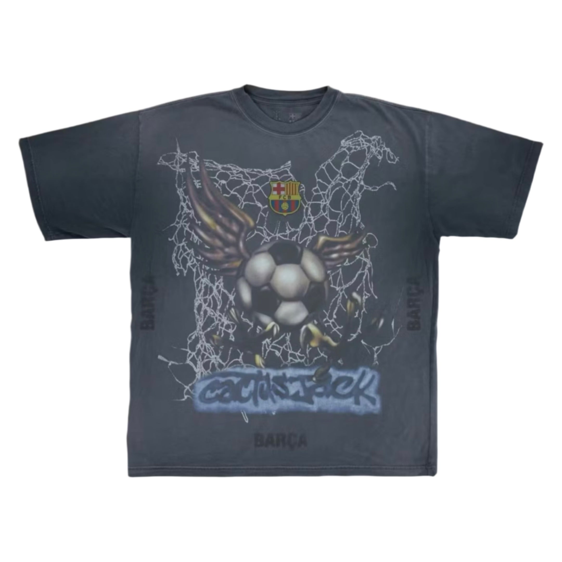 Travis Scott x FC Barcelona Washed Spray Logo Tee Black