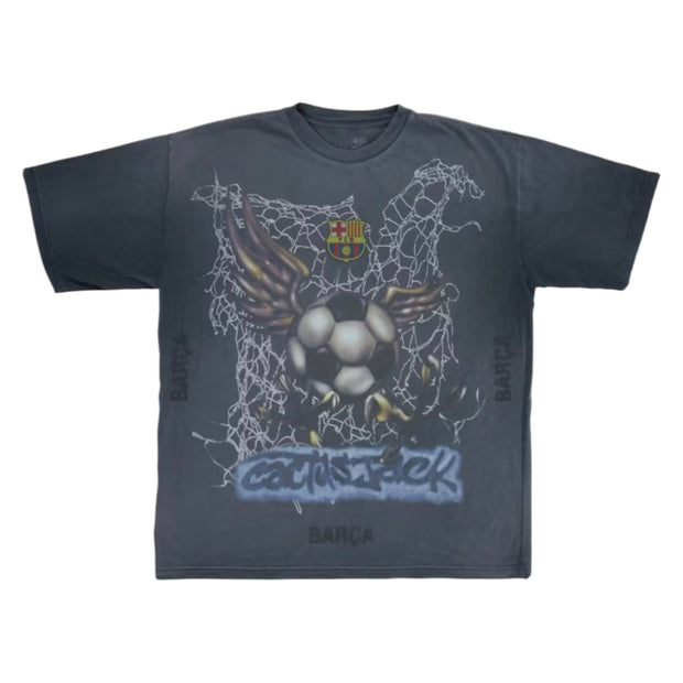 Travis Scott x FC Barcelona Washed Spray Logo Tee Black