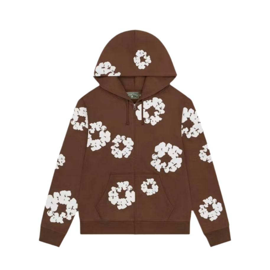 Denim Tears Cotton Wreath Zip Hoodie Brown