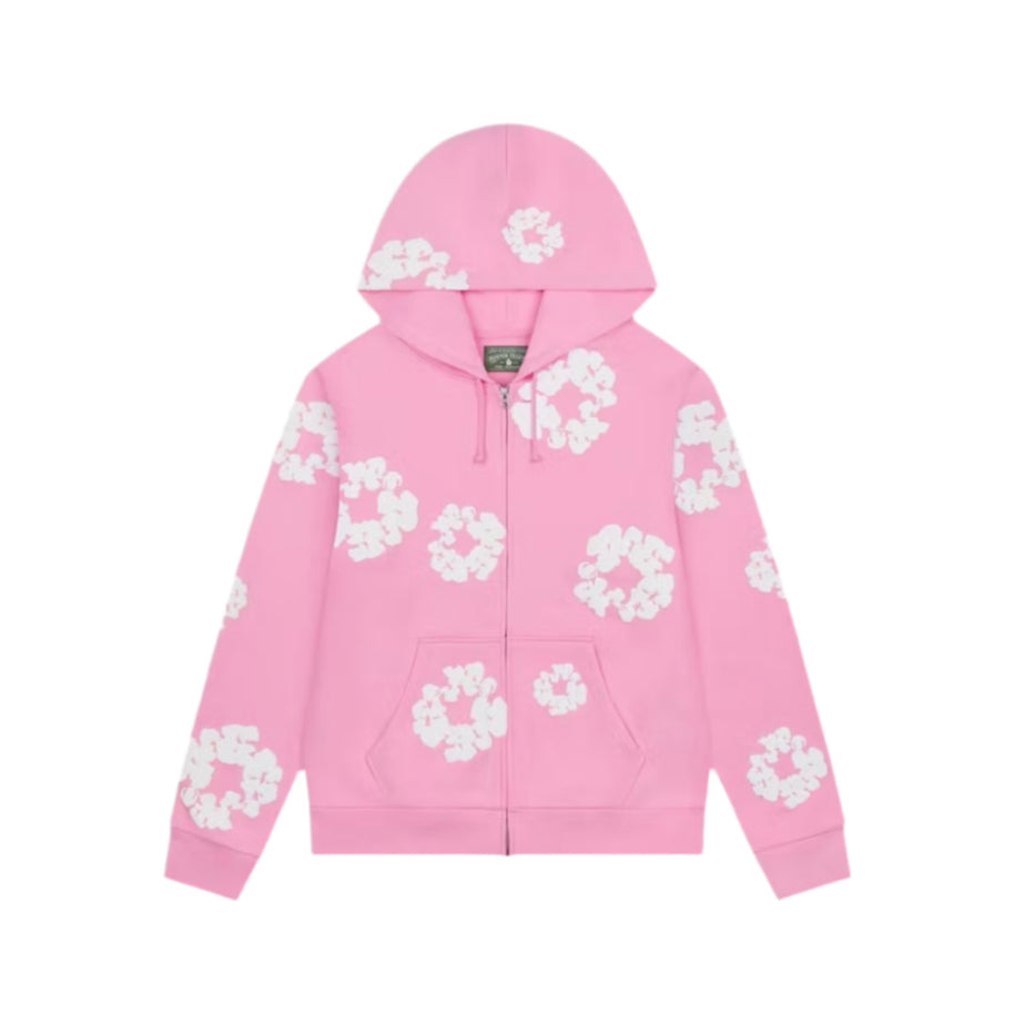 Denim Tears Cotton Wreath Zip Hoodie Pink
