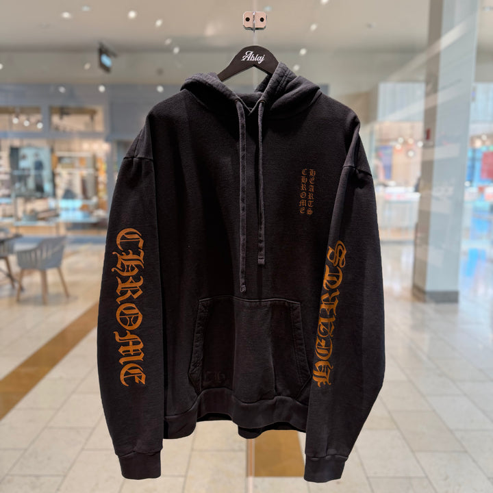 Chrome Hearts Vertical Logo FU Hood Hoodie Black Brown (PREOWNED)