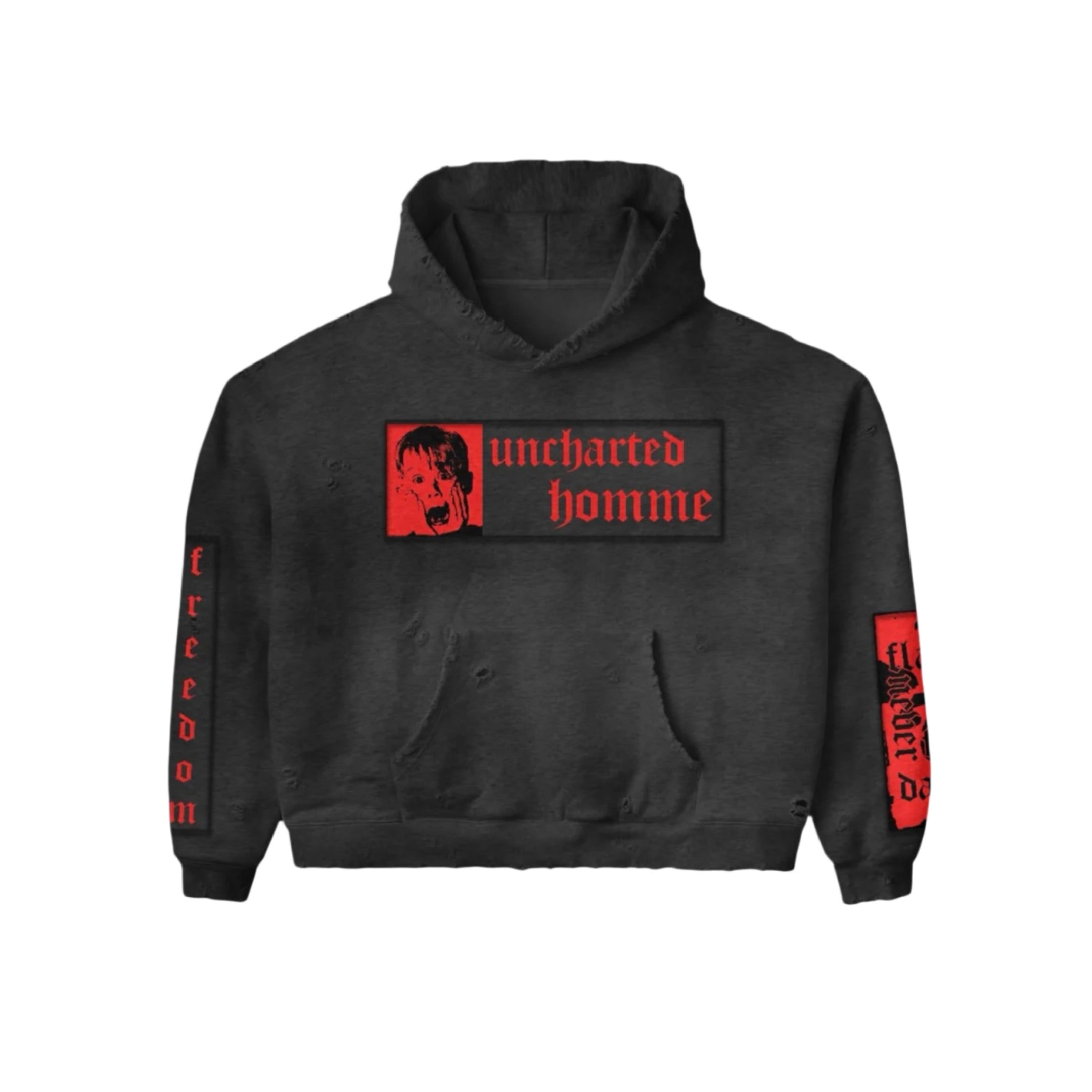 Daven Homme Uncharted Black Applique Hoodie