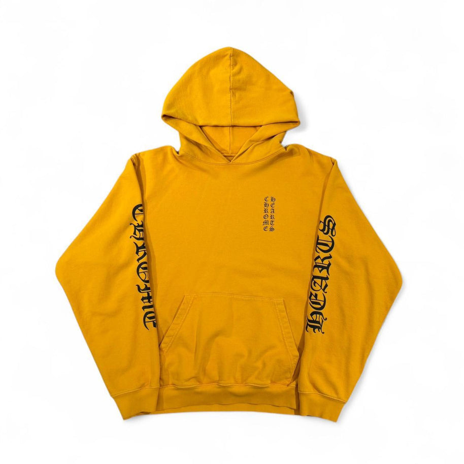 Chrome Hearts Vertical Script Logo Hoodie Mustard (PREOWNED)