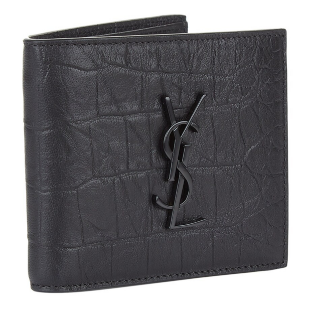 Saint Laurent Croc Embossed Leather Wallet (PREOWNED)