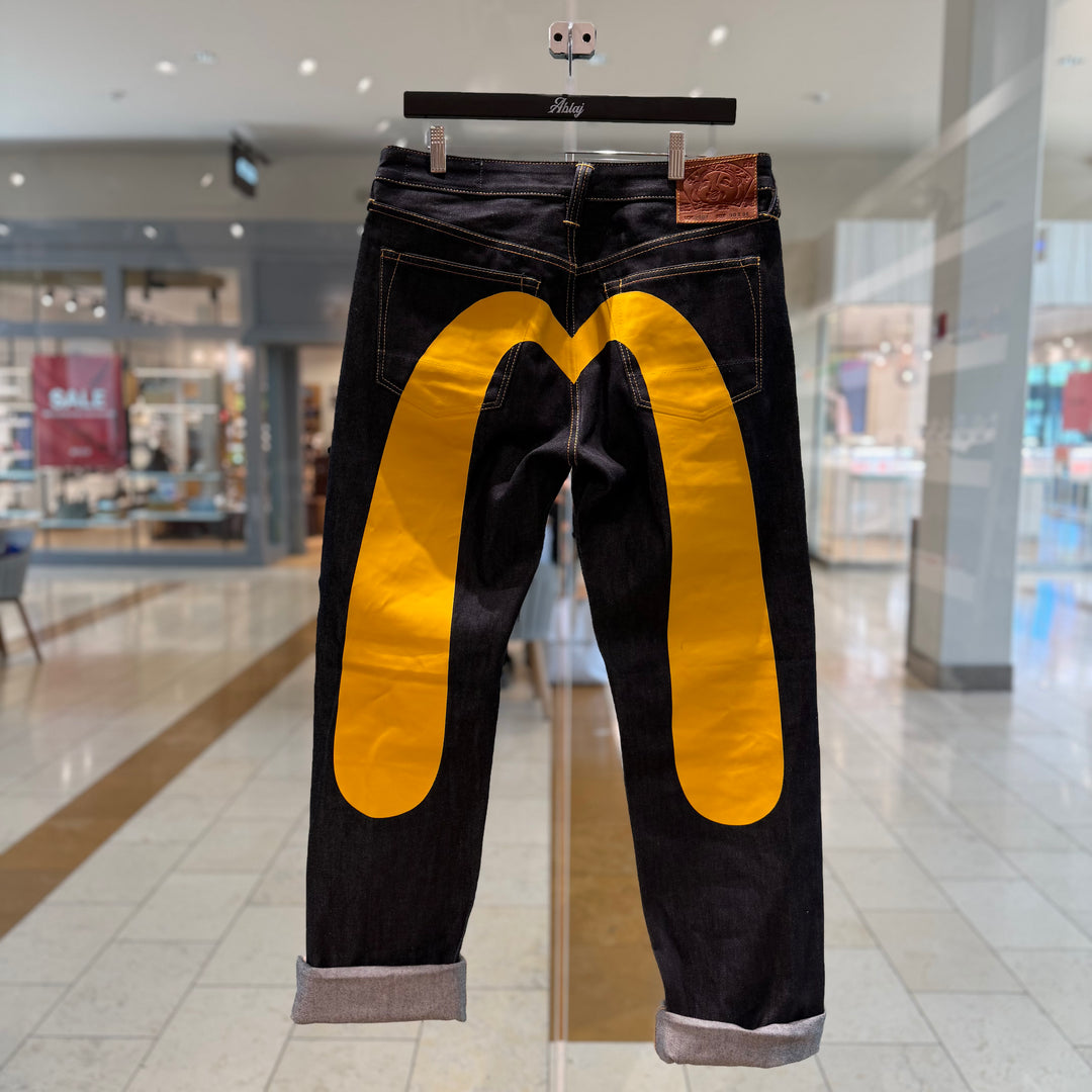 Evisu Daicock Print Yellow Navy Jeans