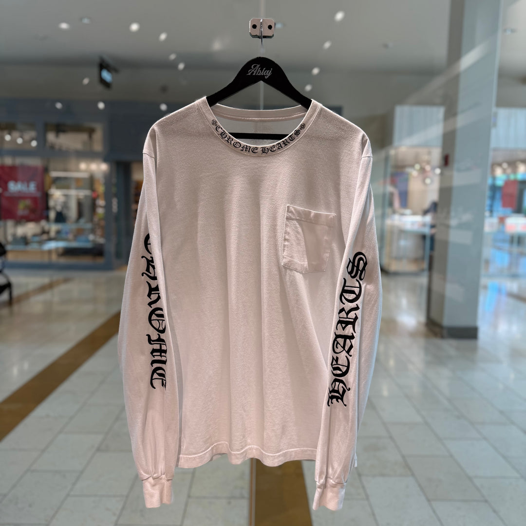 Chrome Hearts Neck Logo White L/S Tee (PREOWNED)