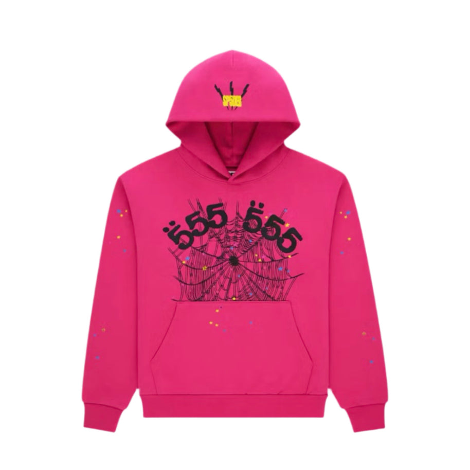 SP5DER Angel Number Hoodie Pink