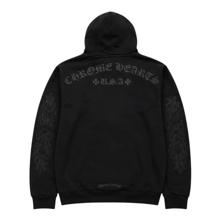 Chrome Hearts Black Pullover Horseshoe Floral Hoodie Black