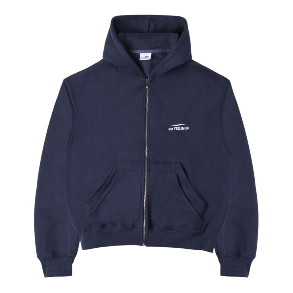 No Feelings Navy 4PF Zip Up Hoodie
