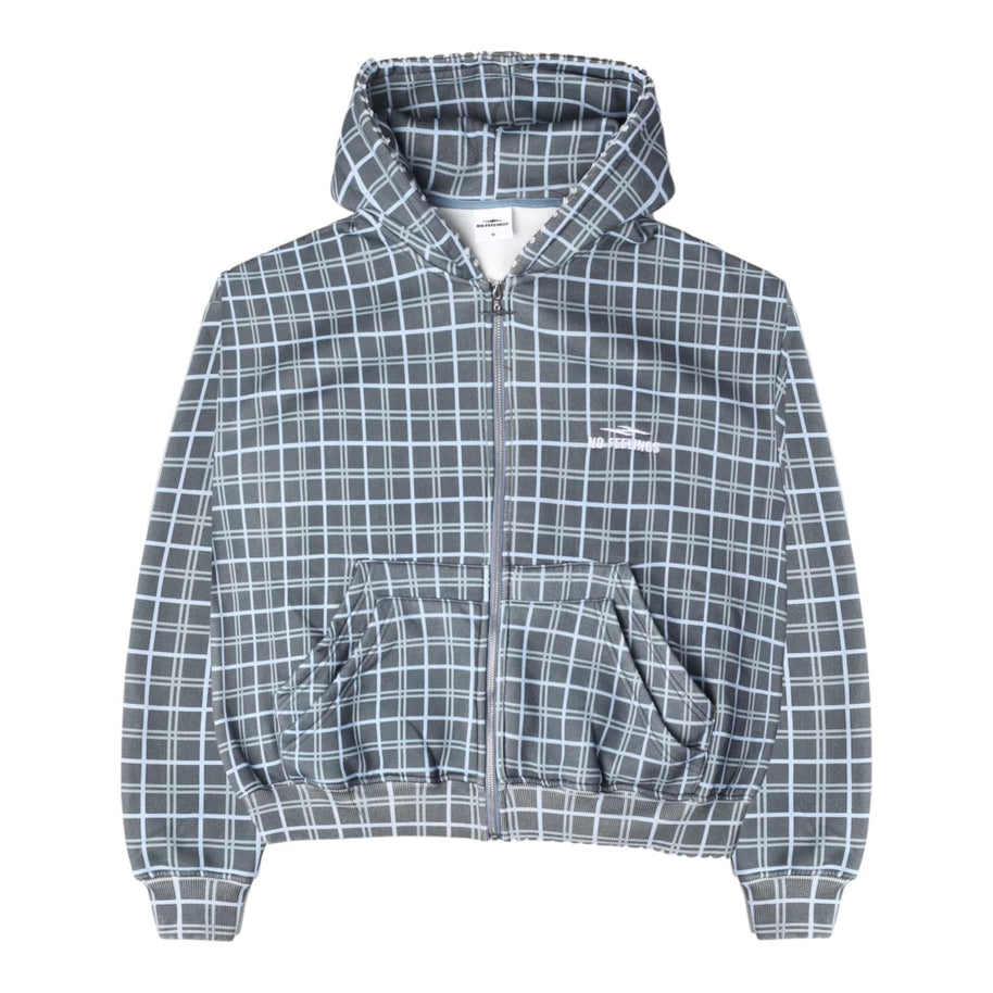 No Feelings Plaid 4PF Zip Up Hoodie