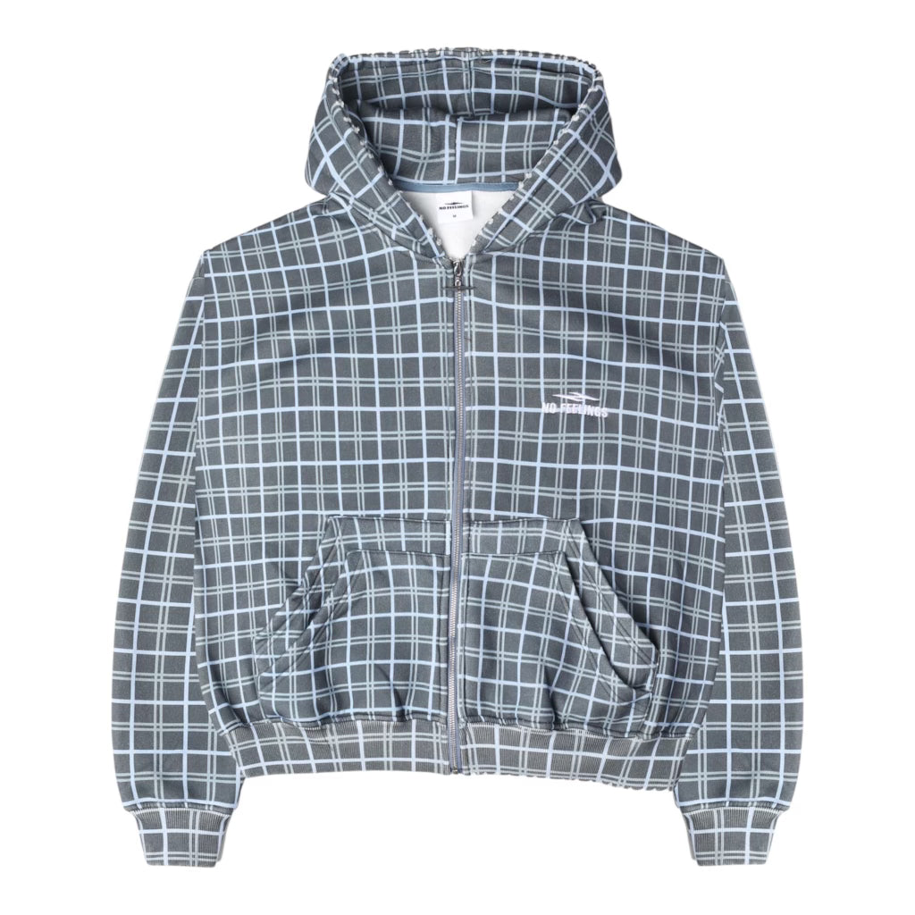 No Feelings Plaid 4PF Zip Up Hoodie