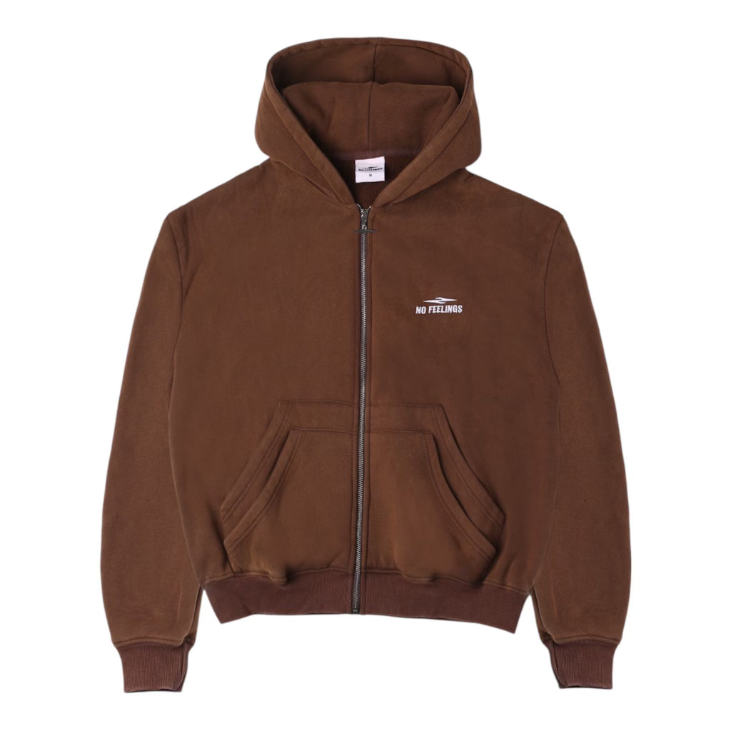 No Feelings Brown 4PF Zip Up Hoodie